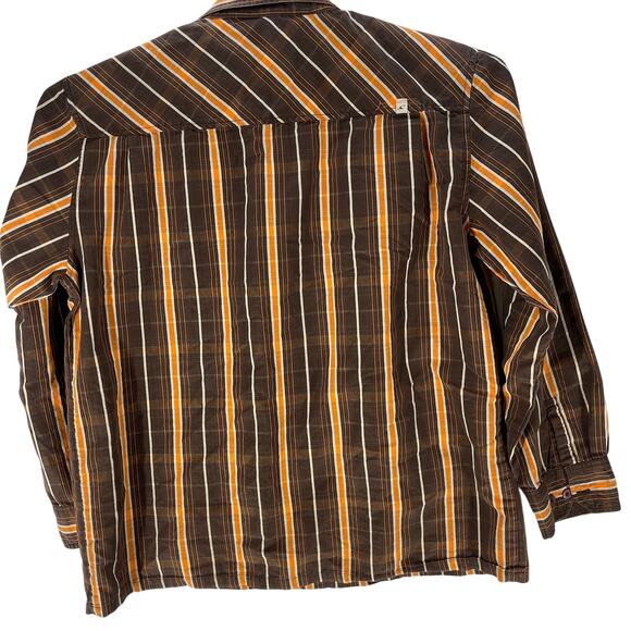 ONeill Shirt XL Brown Orange Plaid Button Up Long Sleeves Cotton Blend Vintage - Picture 3 of 7